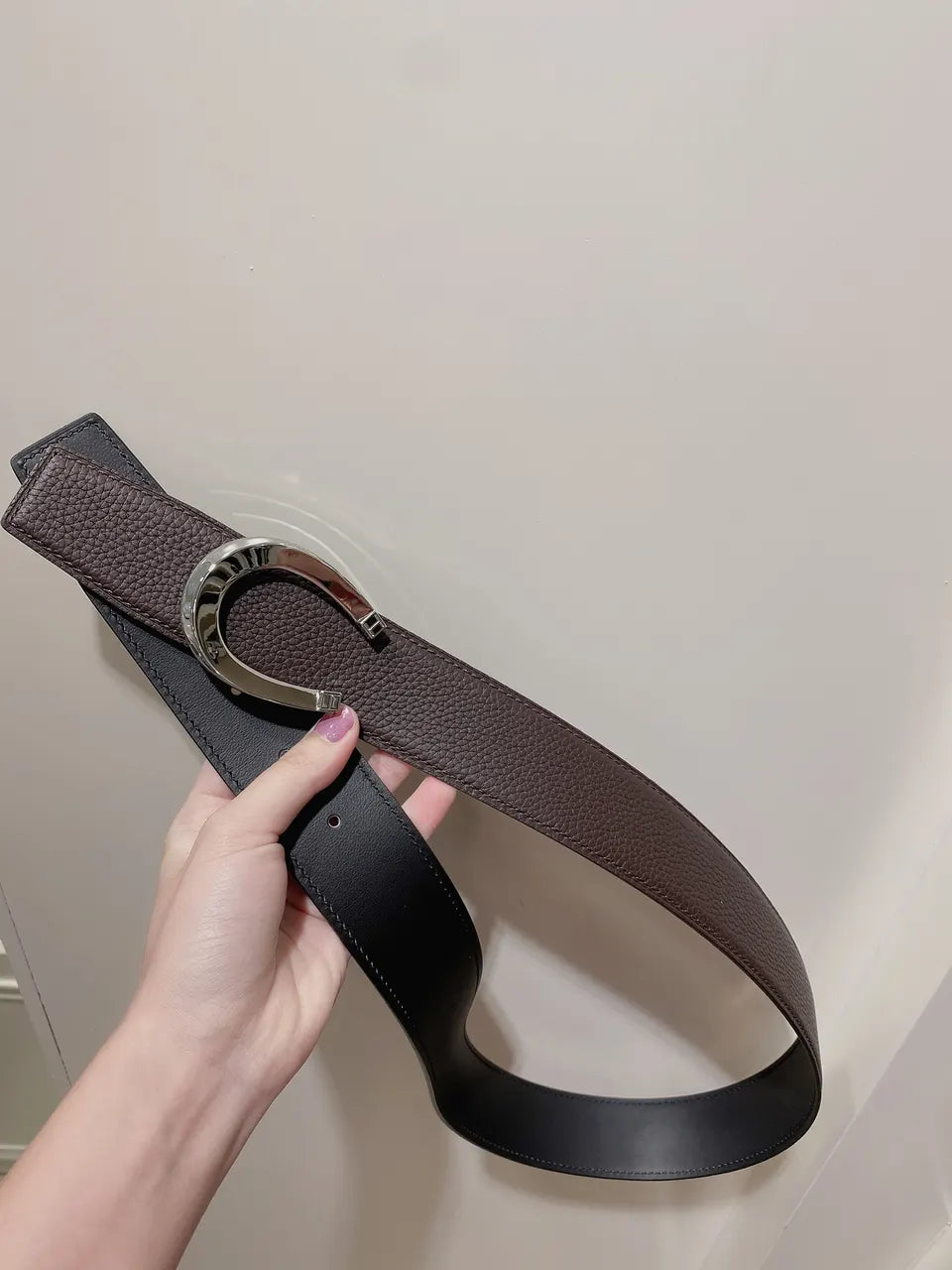 C Buckle Brown Leather Belt - Hình 4