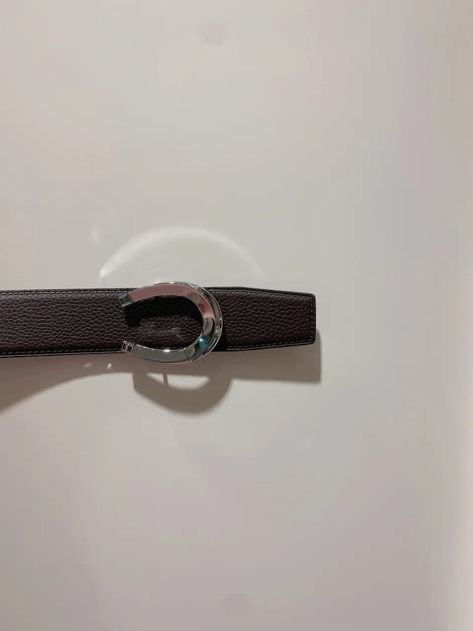 C Buckle Brown Leather Belt - Hình 2