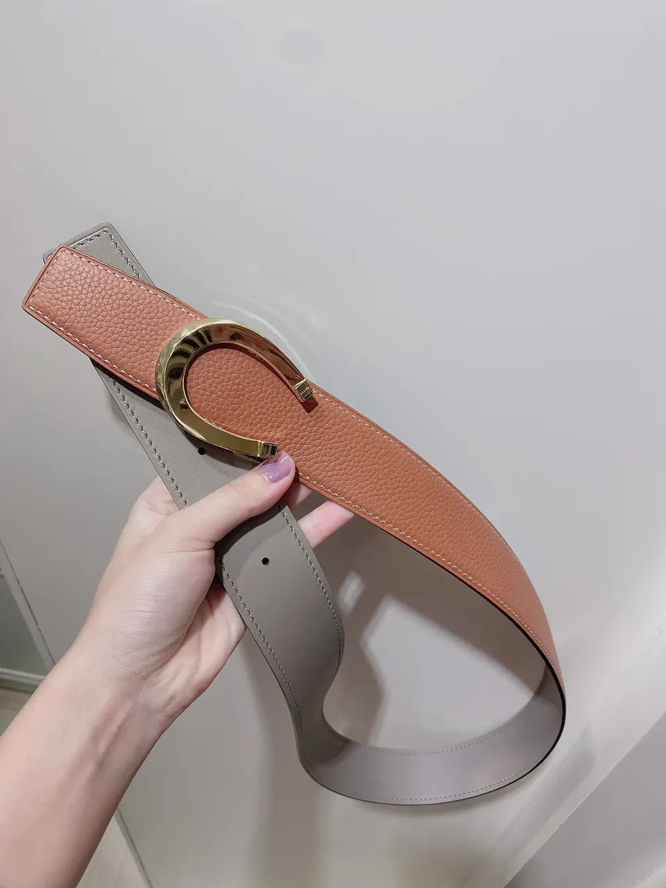 Chloe Tan Leather Belt - Hình 4