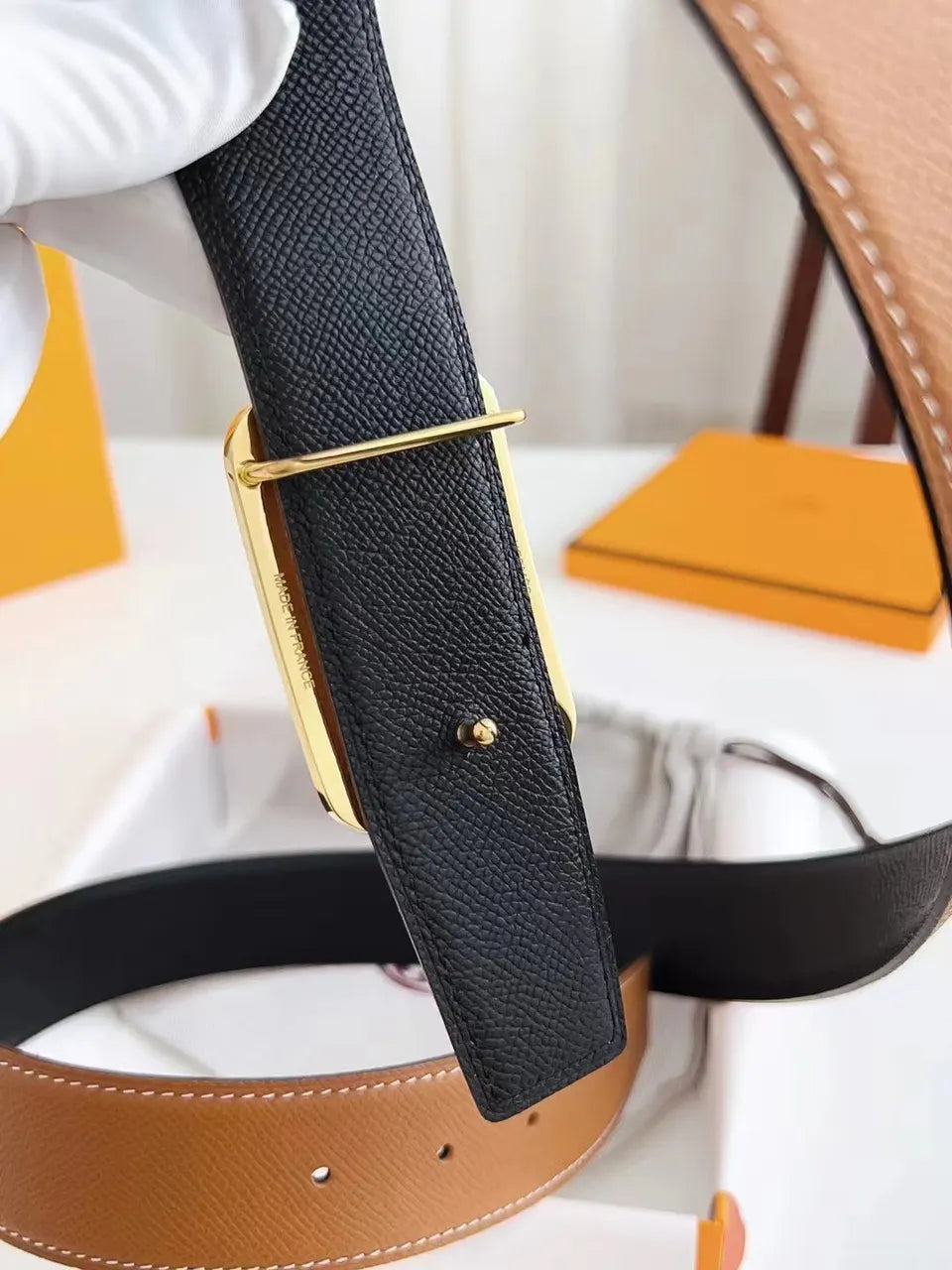 Hermes Gold Buckle Fauve Leather - Hình 5