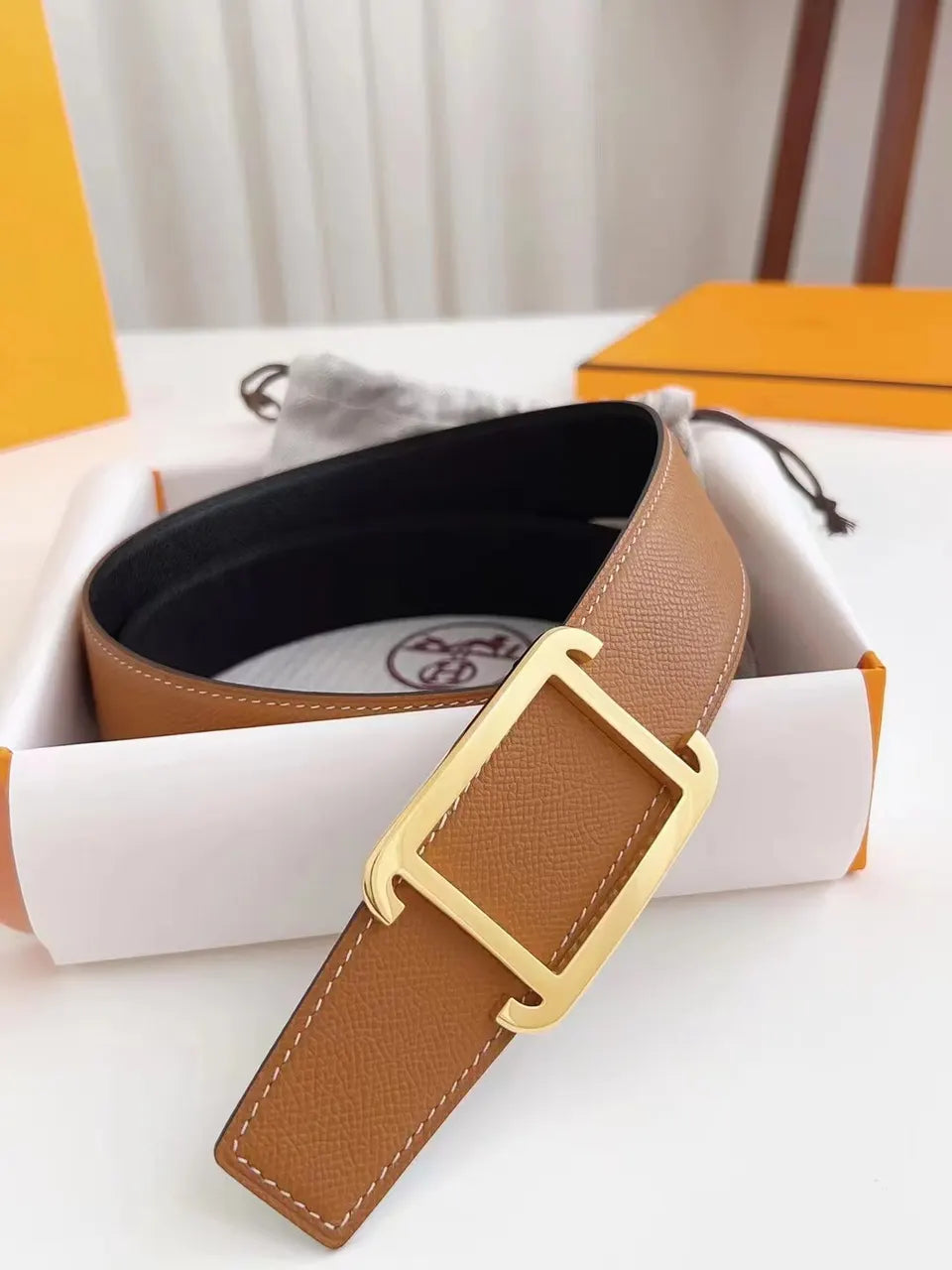 Hermes Gold Buckle Fauve Leather - Hình 2
