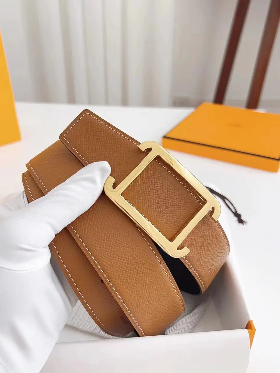Hermes Gold Buckle Fauve Leather - Hình 3