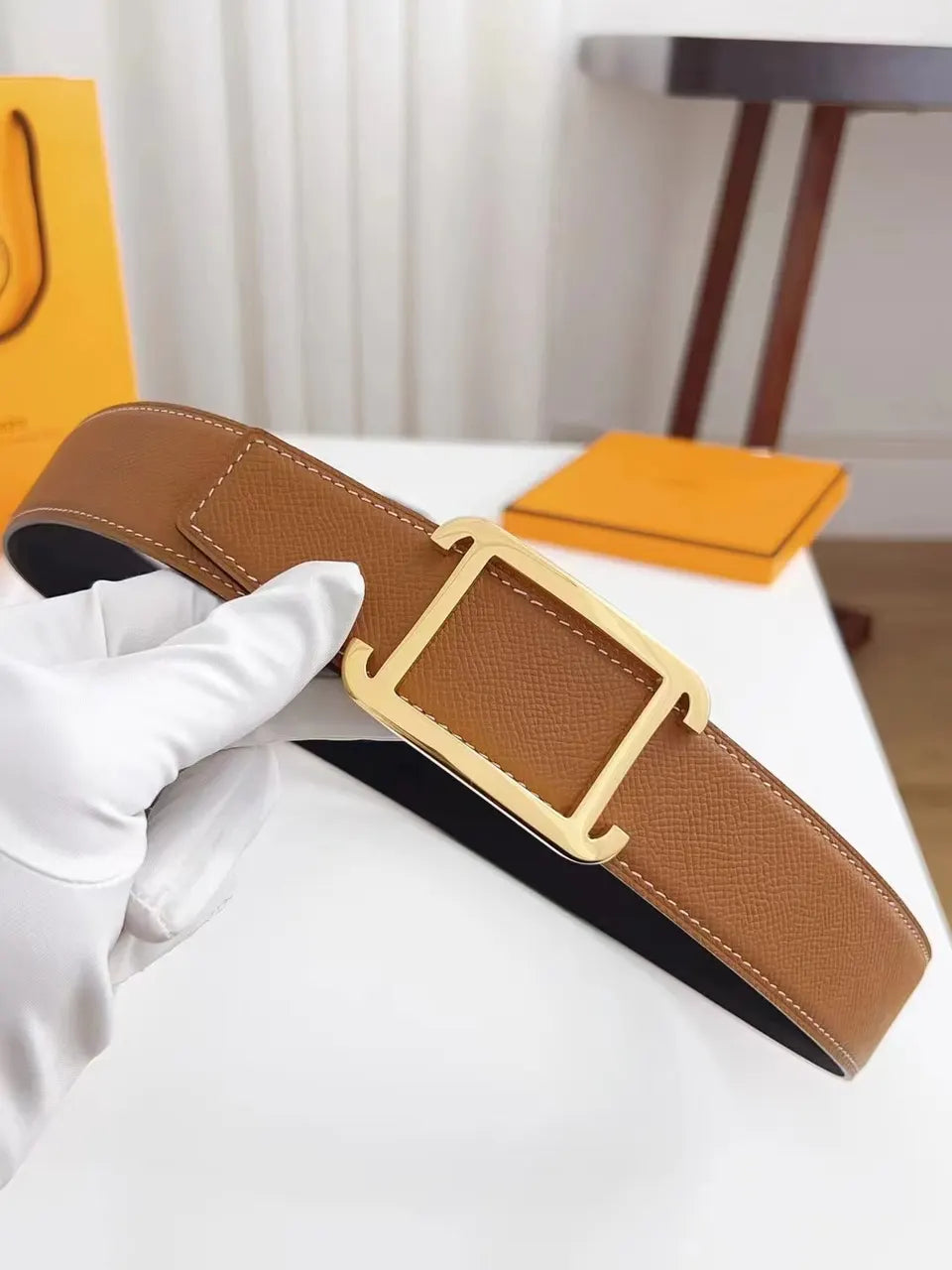 Hermes Gold Buckle Fauve Leather - Hình 7