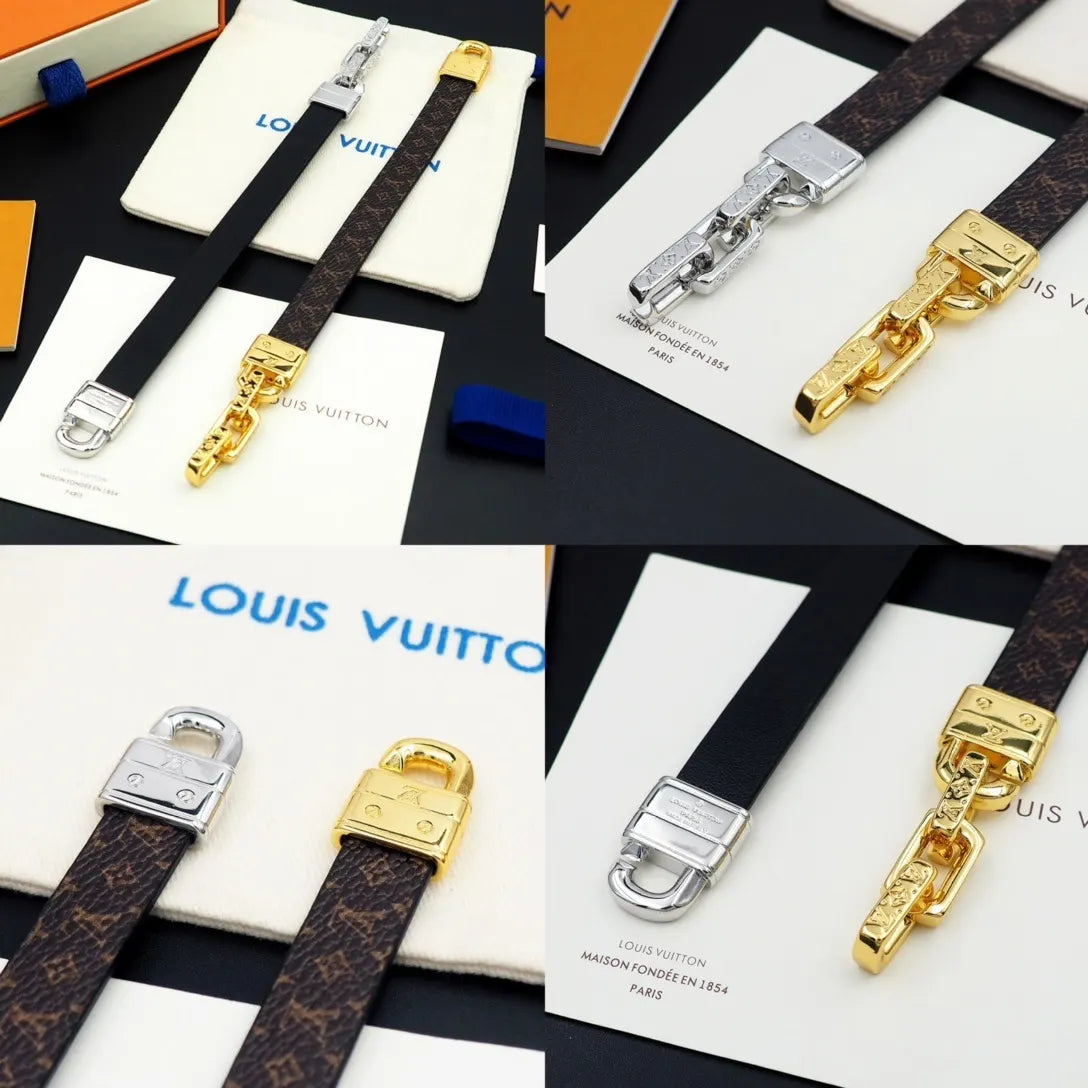 Louis Vuitton Premium Leather Chain Bracelet - Hình 6