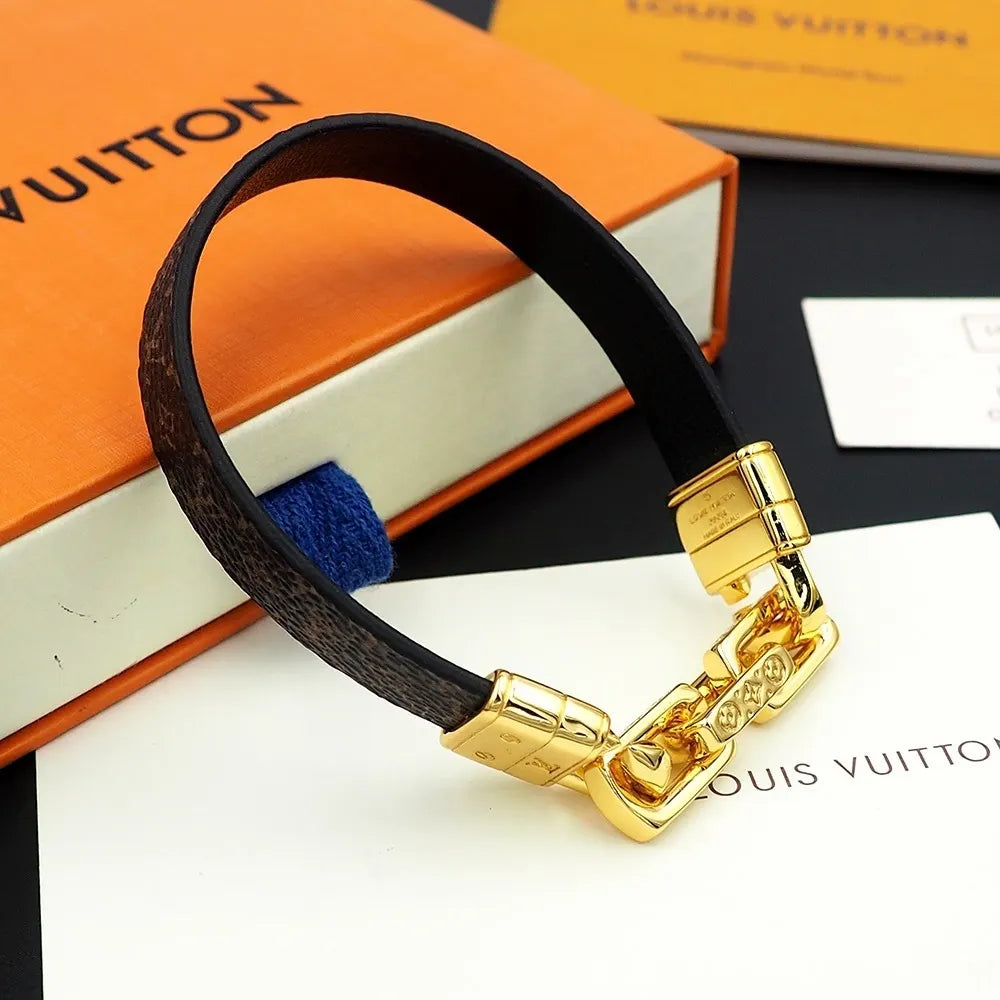 Louis Vuitton Premium Leather Chain Bracelet - Hình 9