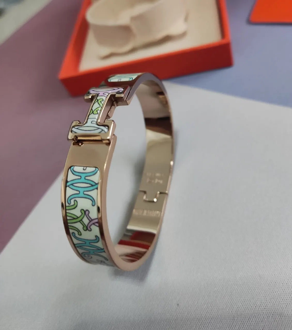 Hermès Clic H Bracelet Premium Enamel Bangle - Hình 4