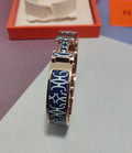 Hermès Clic H Bracelet in Rose Gold and Navy Blue