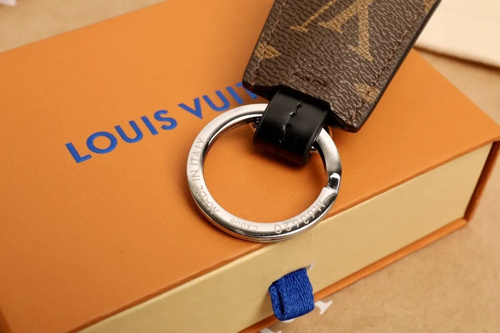 LV Monogram Leather Tab Keychain - Hình 3