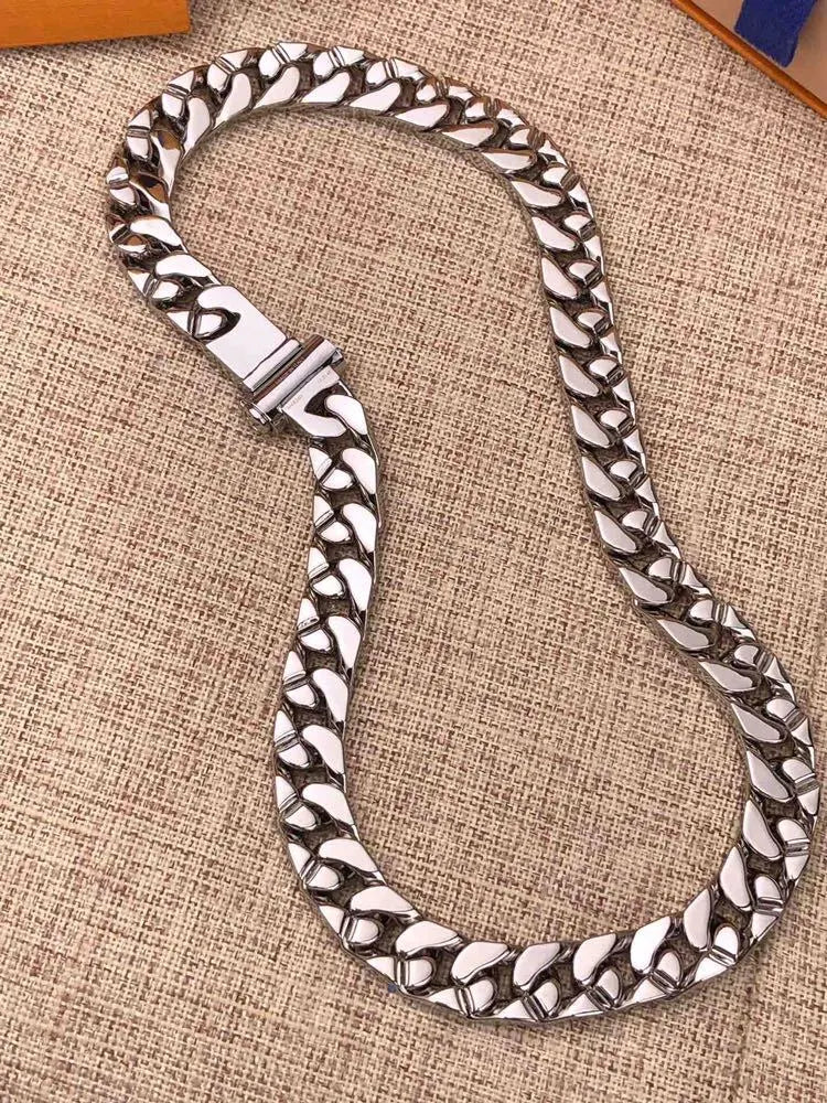 bold Louis Vuitton Silver Chain Link Necklace - Hình 4