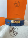 gold Hermes Blue Epsom Leather Belt