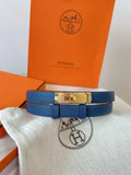 Hermes Sapphire Blue Leather Bracelet
