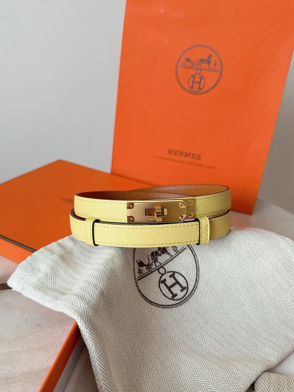 Hermes Pale Yellow Leather Belt