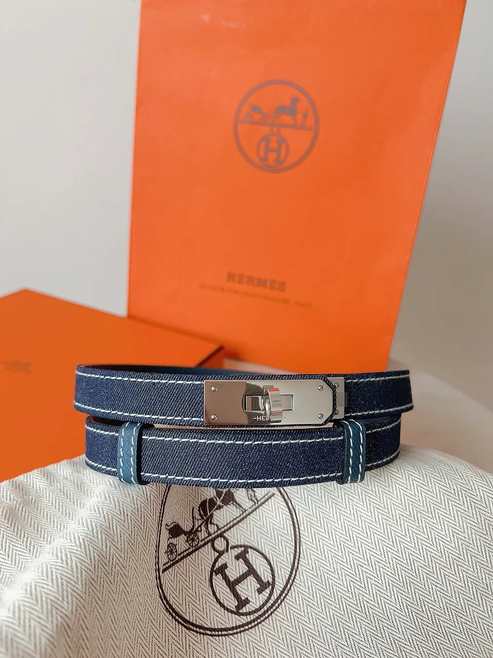 Hermes Denim Bracelet - Hình 6