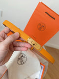 tangerine Hermes Gold Kelly Buckle Belt