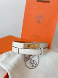 gold Hermes White Epsom Leather Belt