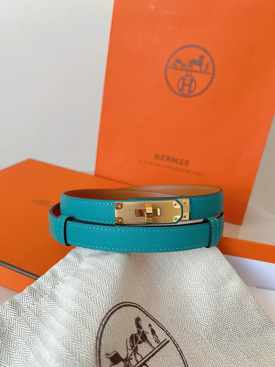 Hermes Turquoise Epsom Bracelet