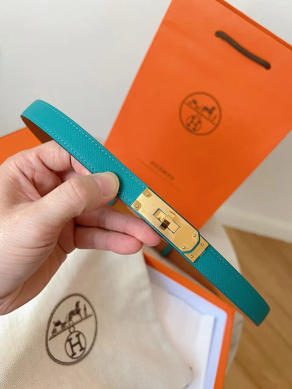 Hermes Turquoise Epsom Bracelet - Hình 2