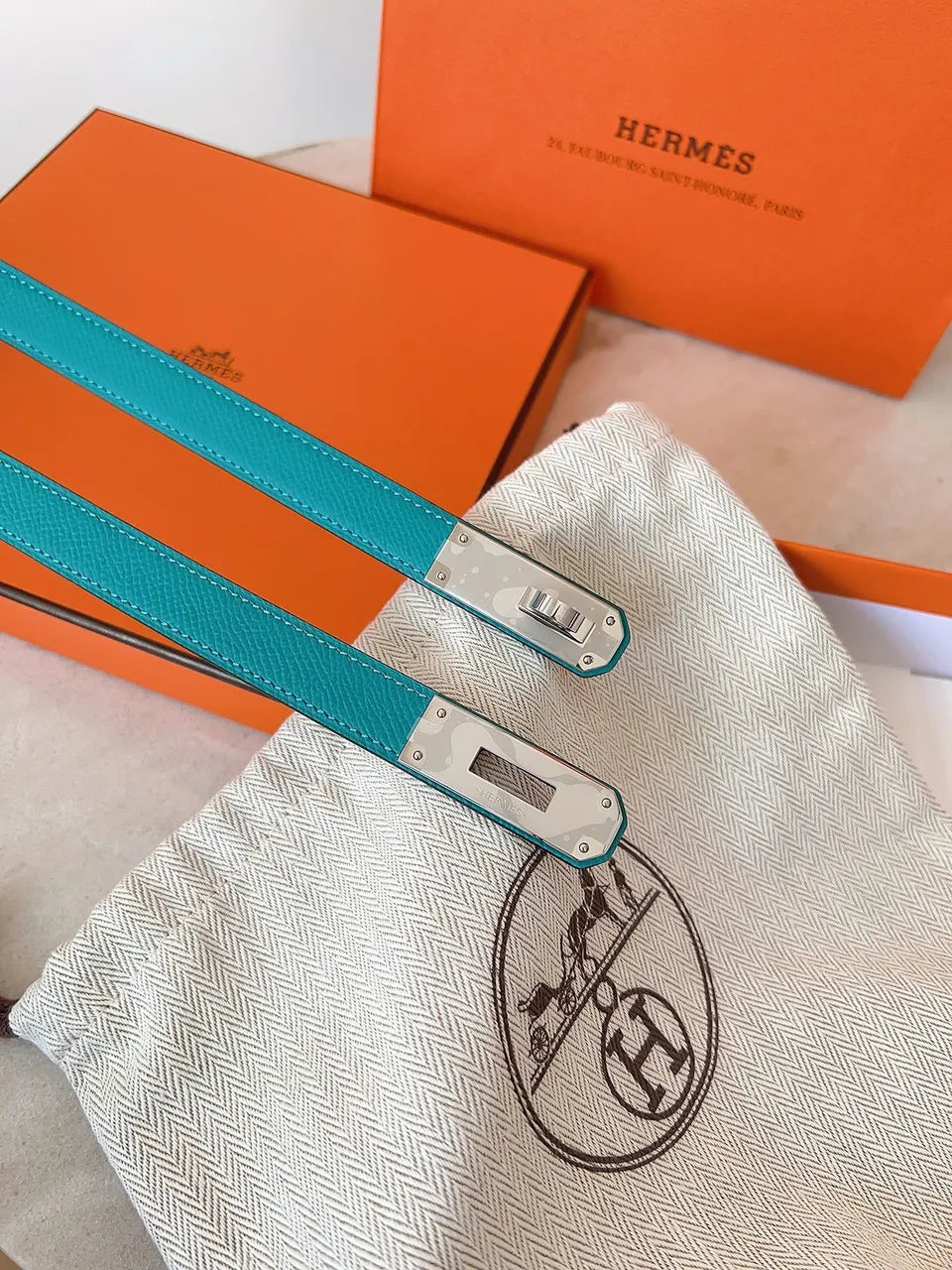 Hermes Turquoise Epsom Bracelet - Hình 6