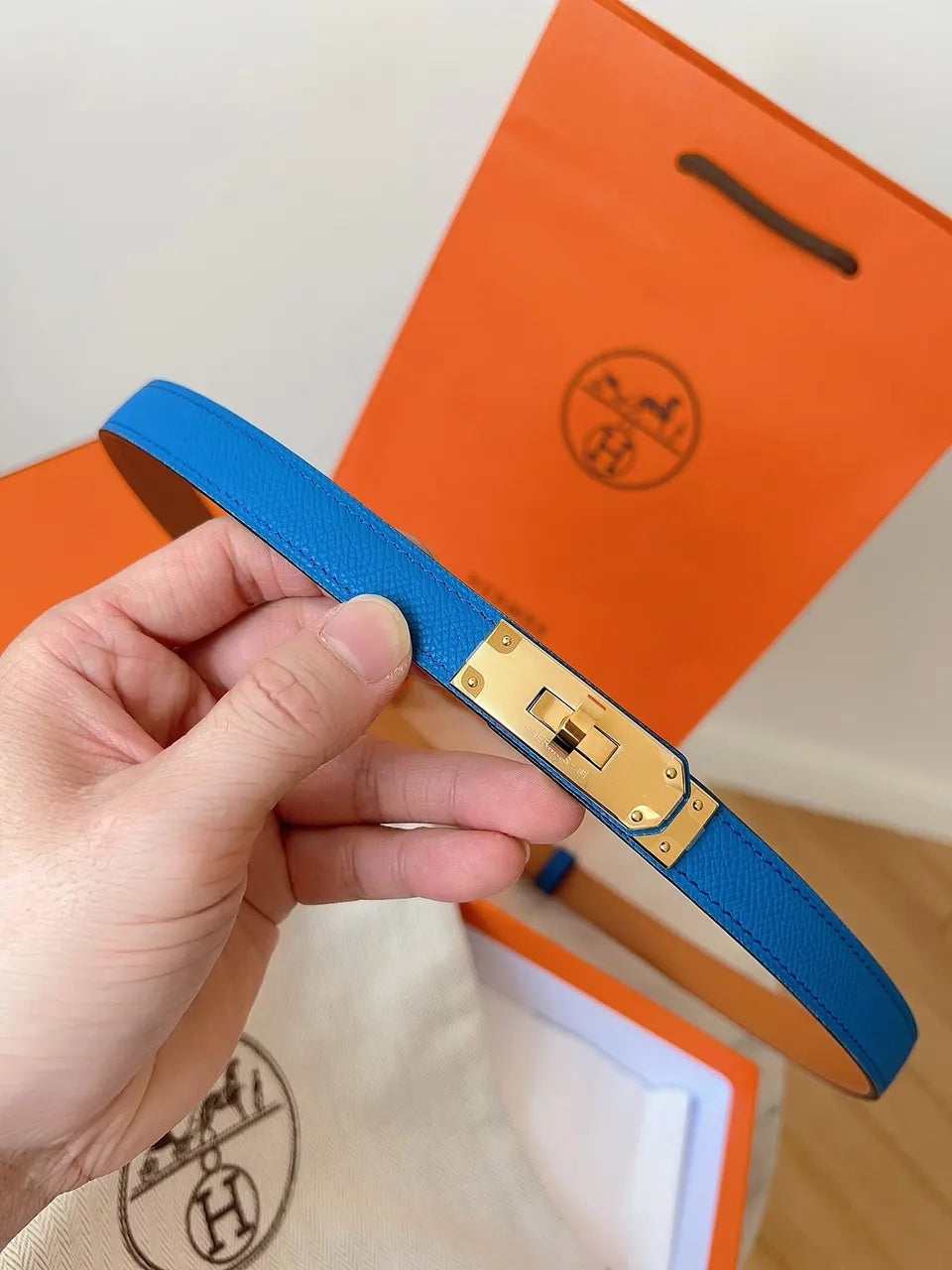Hermes Azure Blue Leather Belt