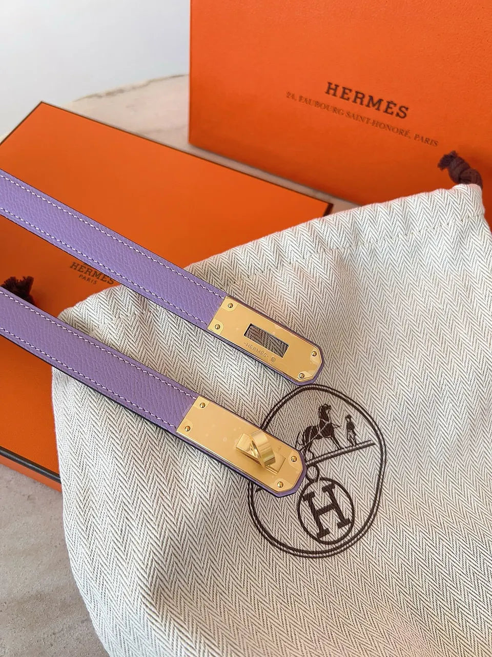 Hermes Lilac Epsom Leather Belt - Hình 2
