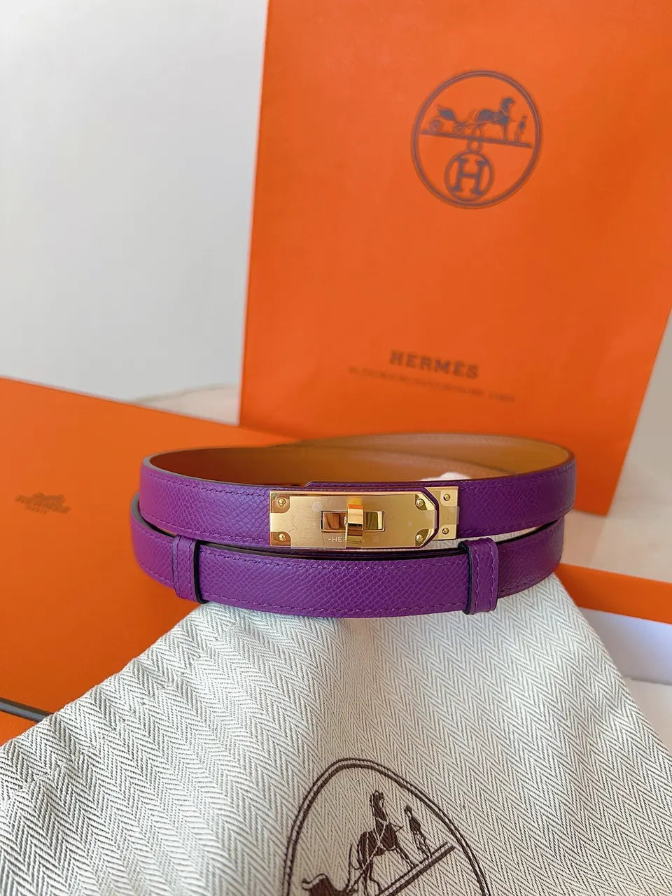 Hermes Violet Epsom Leather Belt
