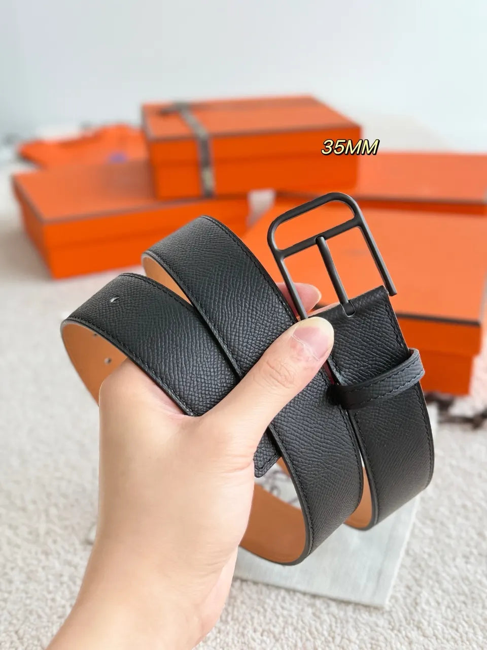 Hermes Romain Black Reversible Belt - Hình 4