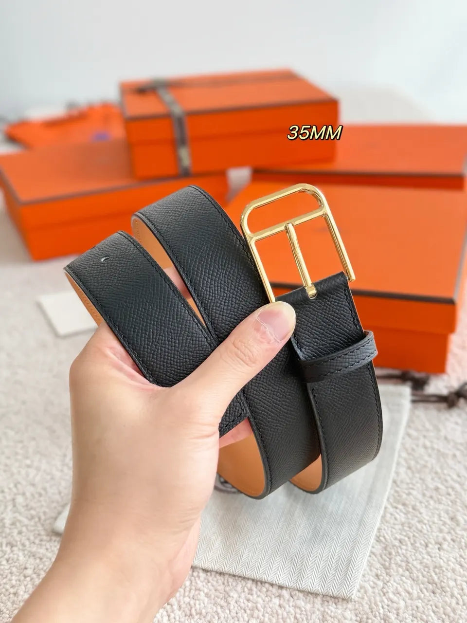 Hermes Romain Black Reversible Belt - Hình 4