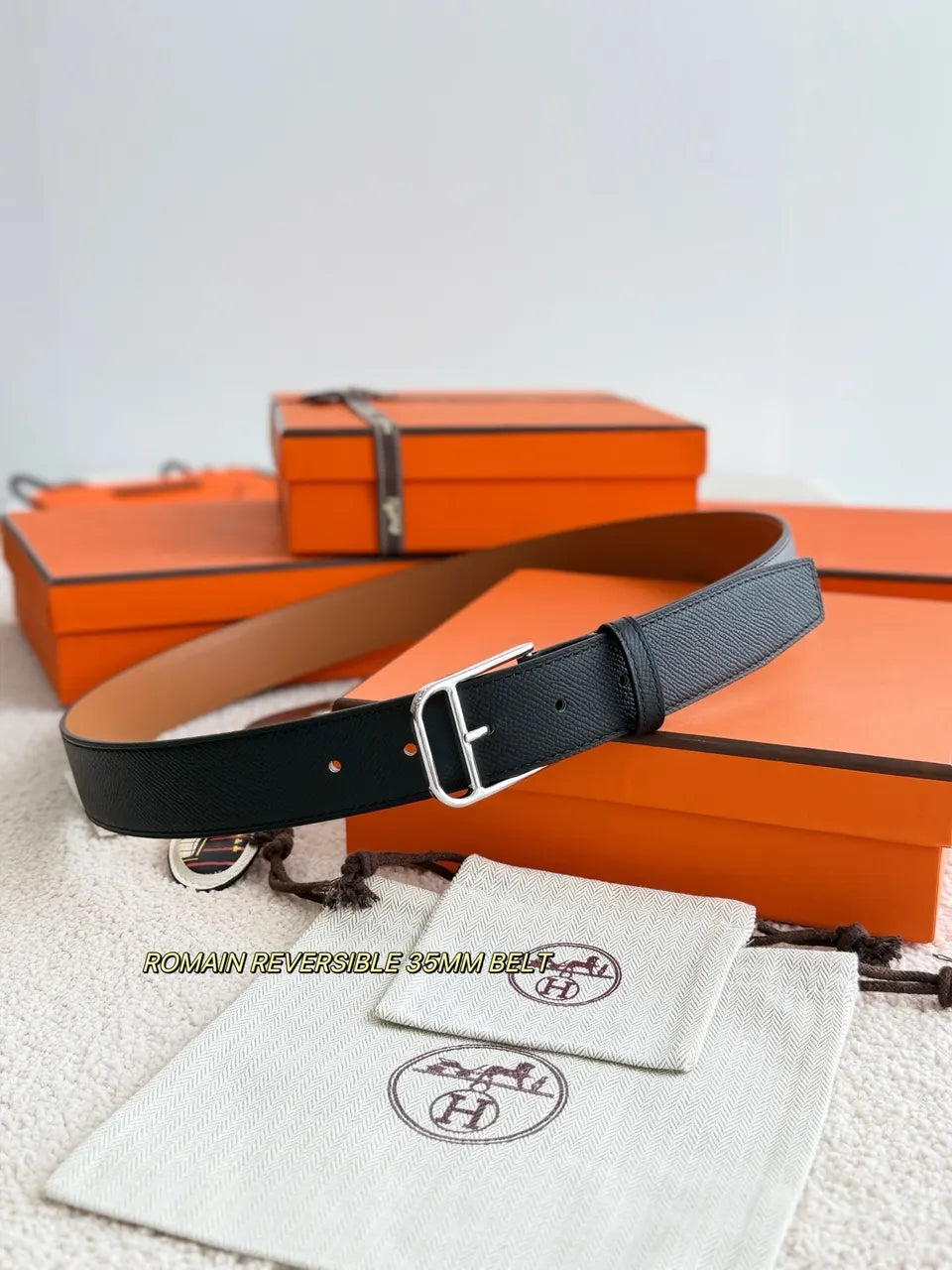 Hermes Romain Black Leather Belt - Hình 3