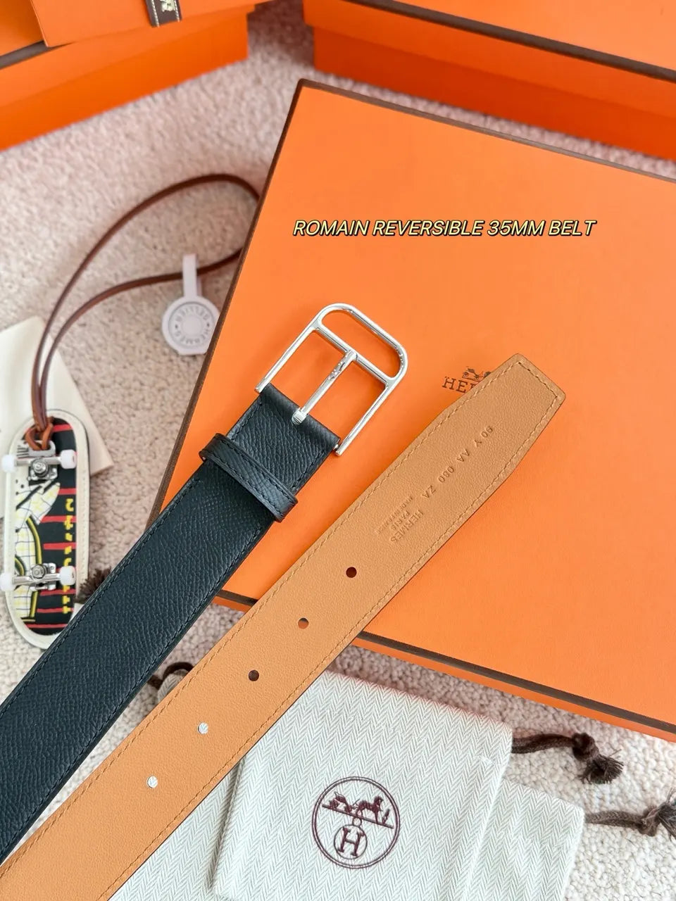 Hermes Romain Black Leather Belt - Hình 5