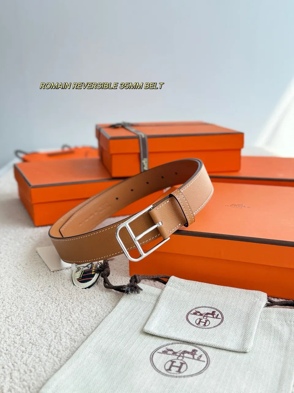 Hermes Romain Tan Belt