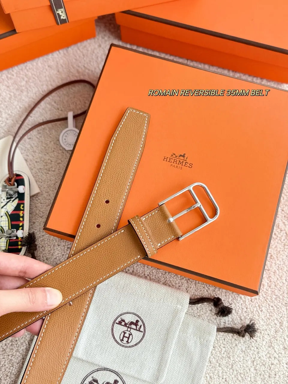 Hermes Romain Tan Belt - Hình 2
