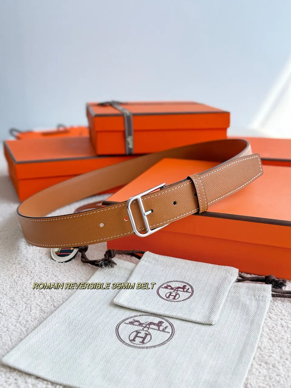 Hermes Romain Tan Belt - Hình 3