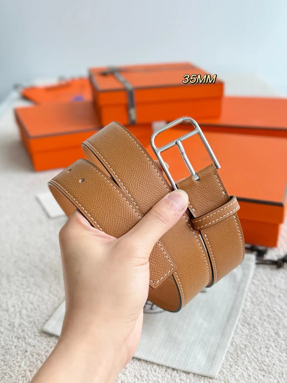 Hermes Romain Tan Belt - Hình 4