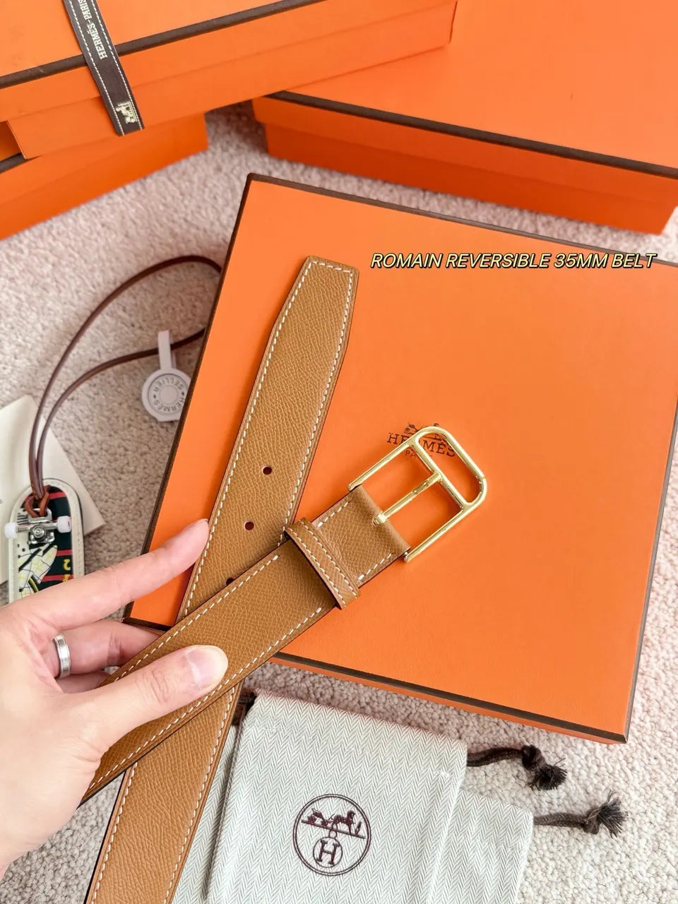Hermes Romain Reversible 35mm Belt - Hình 2