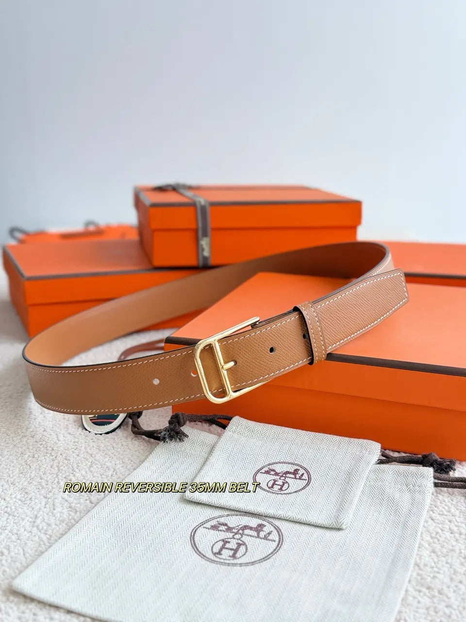 Hermes Romain Reversible 35mm Belt - Hình 3