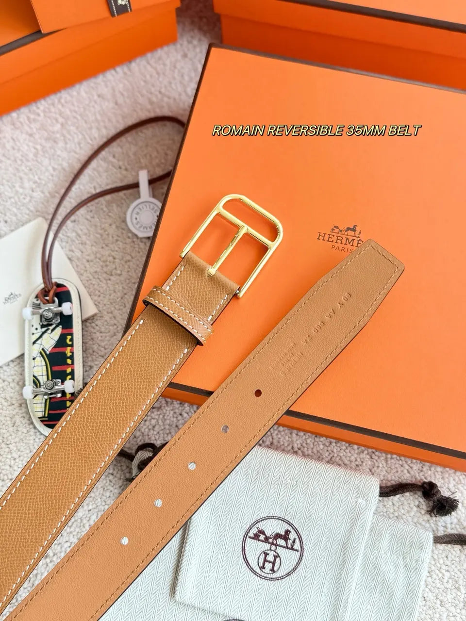 Hermes Romain Reversible 35mm Belt - Hình 5