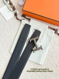 Hermes H5382 Black Reversible Leather Belt