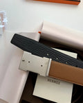 Hermes Tan & Black Reversible Belt silver