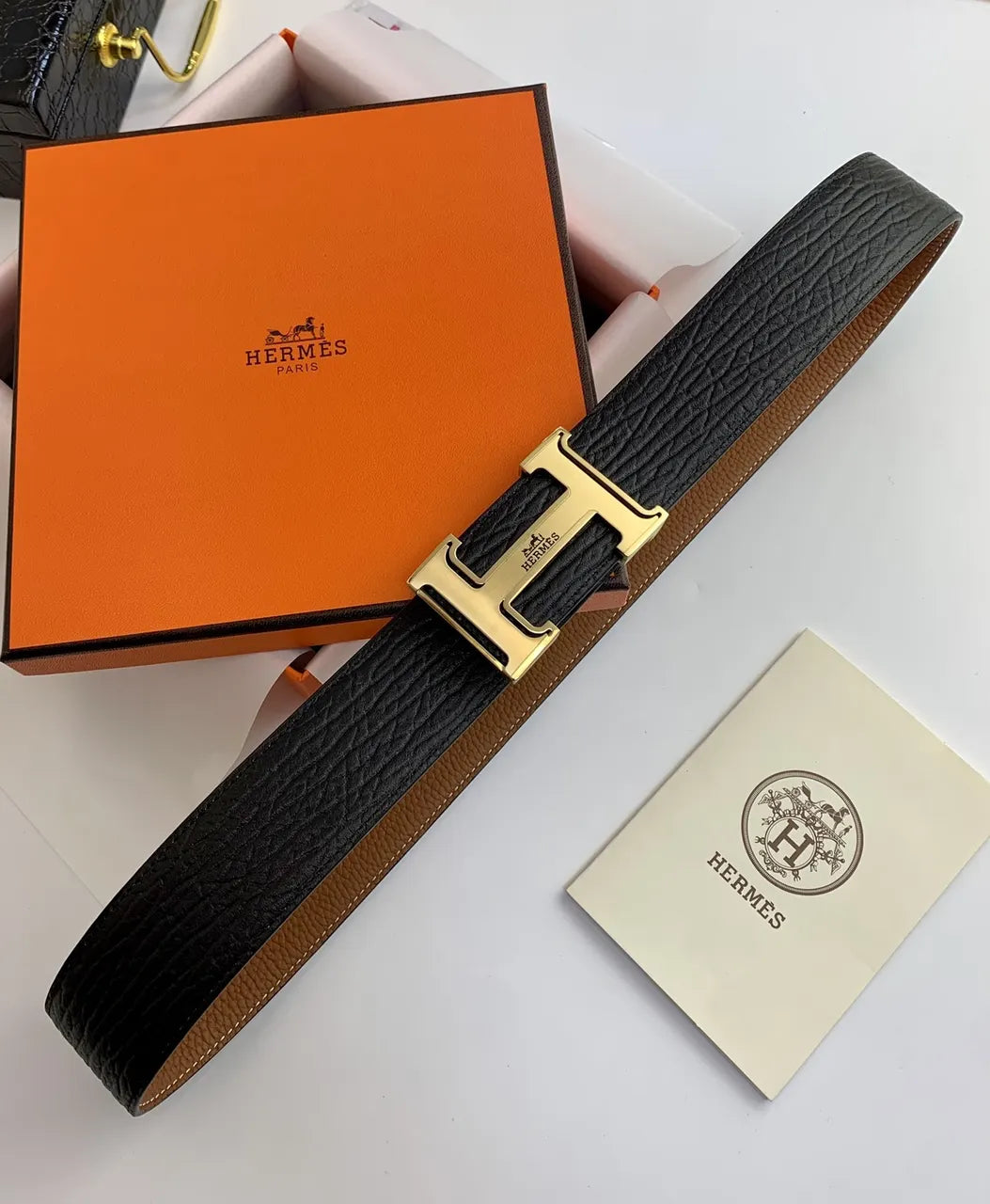 Hermes Black/Tan Reversible Belt - Hình 6