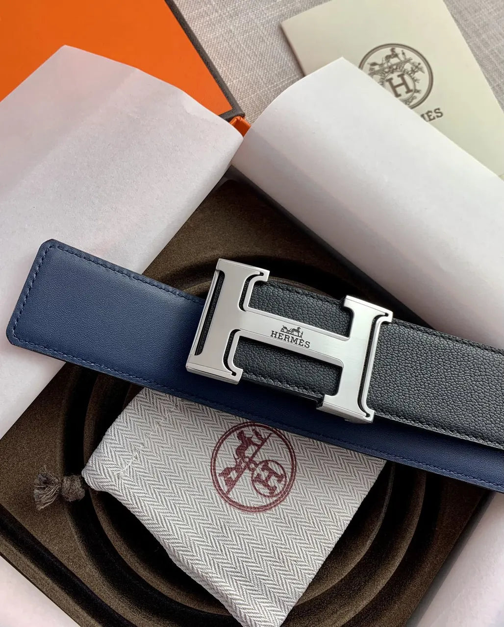 Hermes Bi-Color Leather Belt