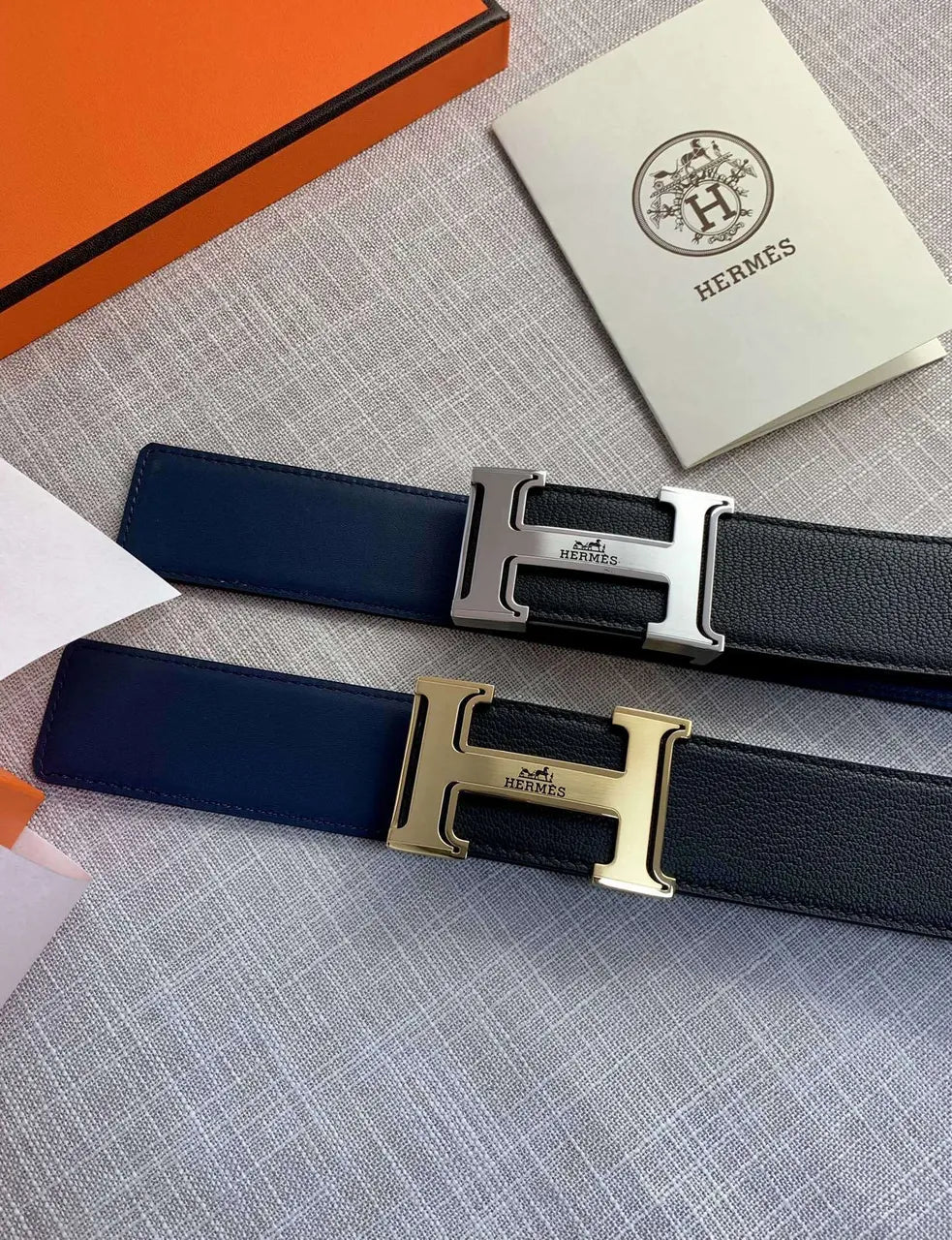 Hermes Bi-Color Leather Belt - Hình 6