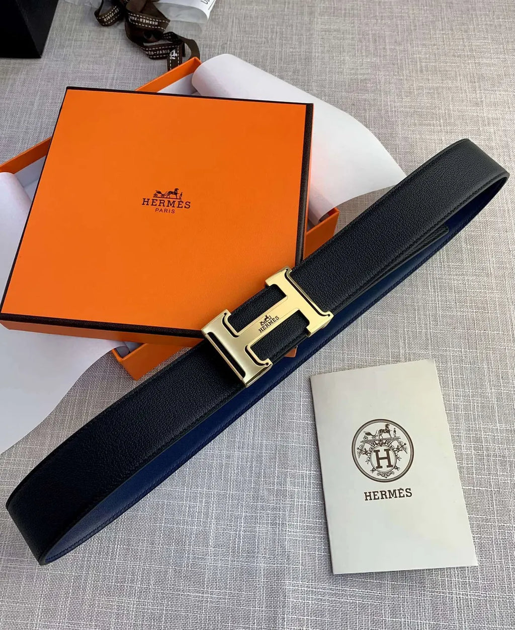 Hermes Black & Blue Reversible Belt