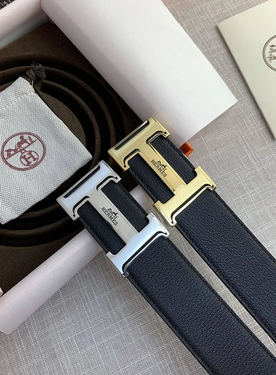 Hermes Black & Blue Reversible Belt - Hình 6