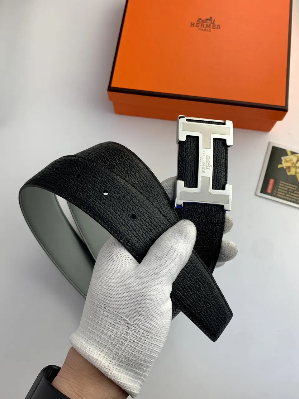 Hermes Gray Reversible Belt - Hình 3