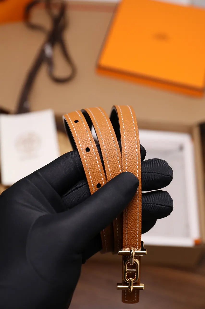 Hermes Tan Swift Leather Bracelet - Hình 3