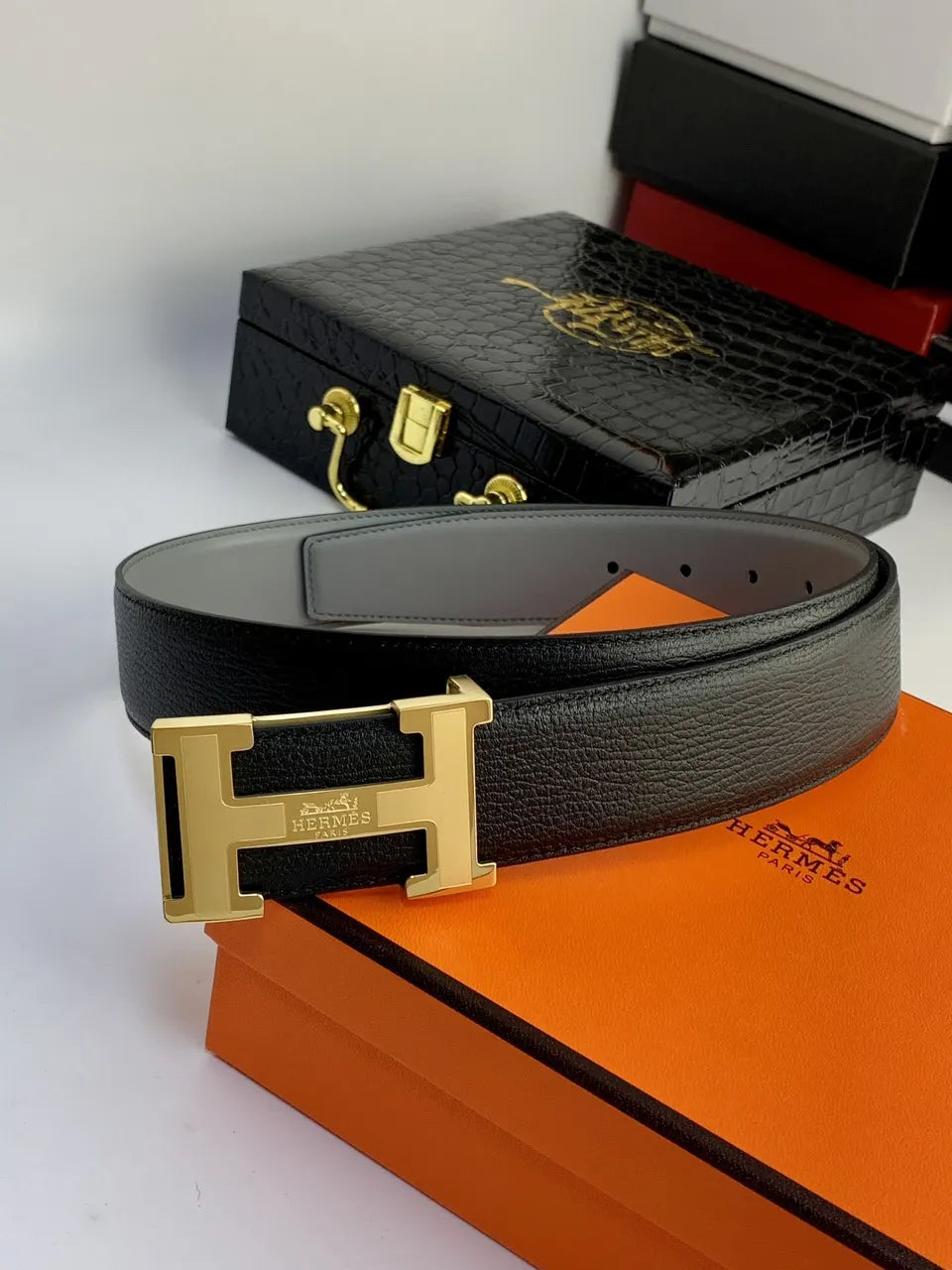 Hermes Two-Tone Leather Belt gold