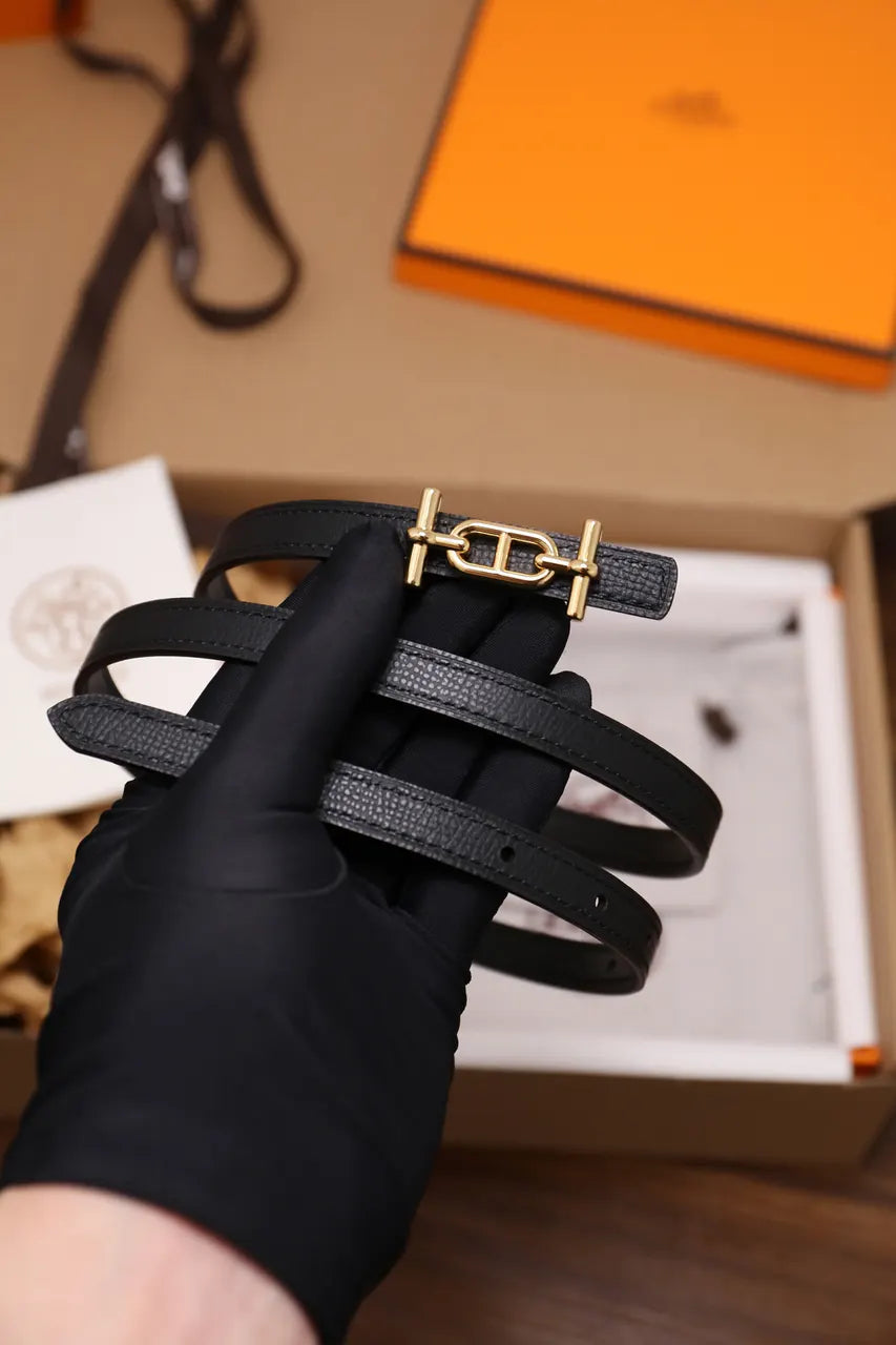 Hermes Black Leather Rivale Double Tour Bracelet