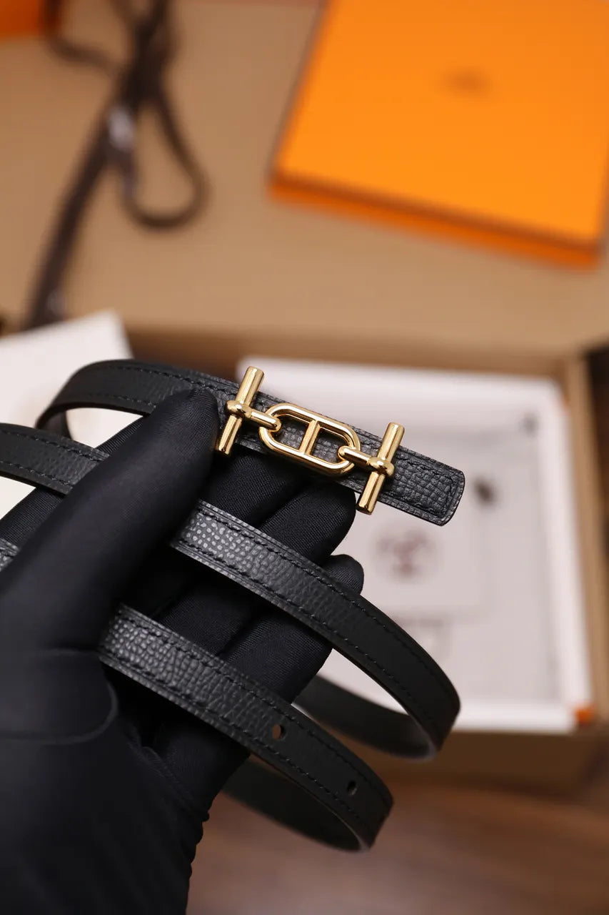 Hermes Black Leather Rivale Double Tour Bracelet - Hình 2
