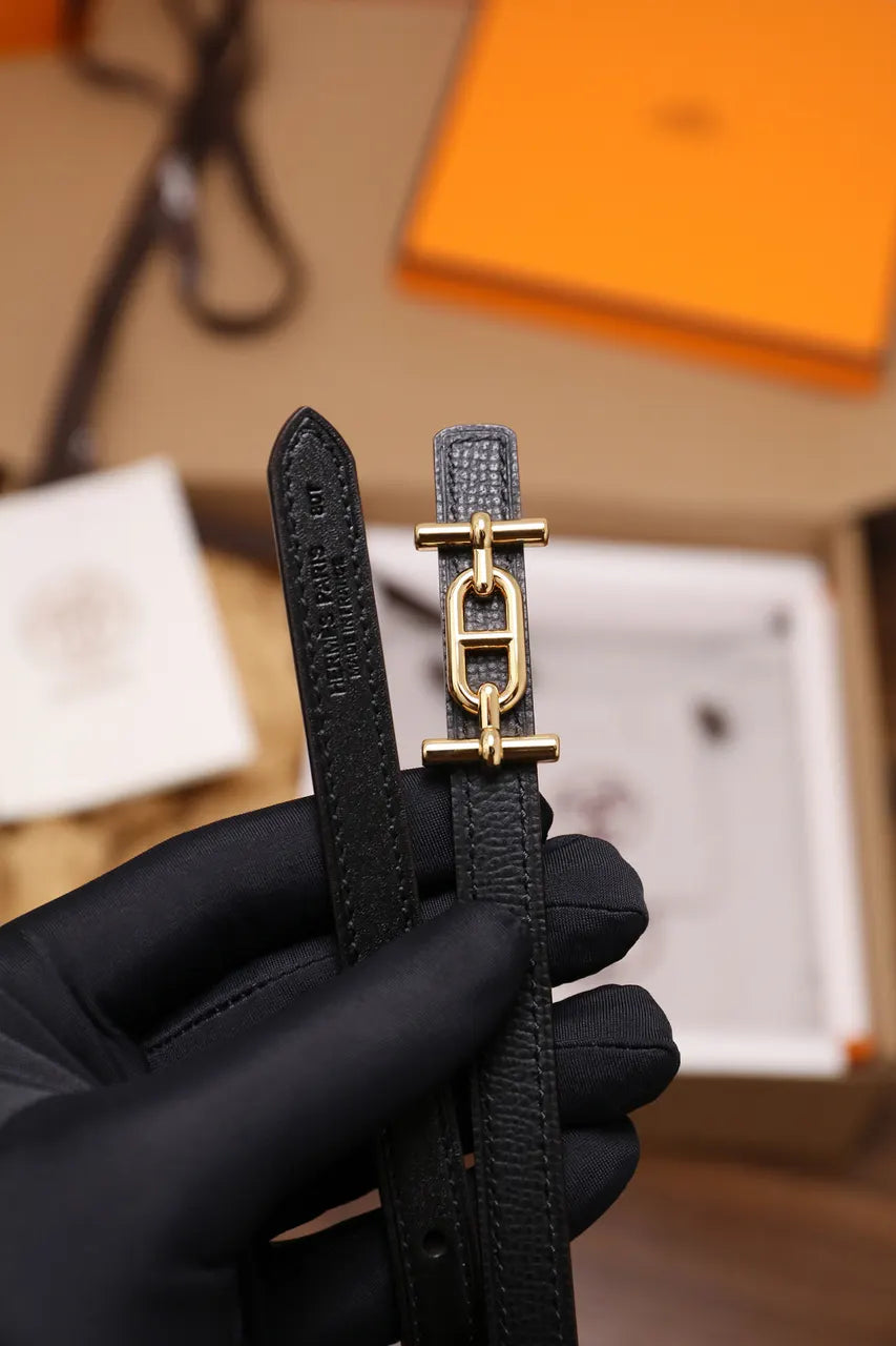 Hermes Black Leather Rivale Double Tour Bracelet - Hình 4