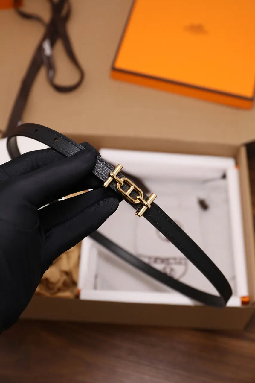 Hermes Black Leather Rivale Double Tour Bracelet - Hình 7